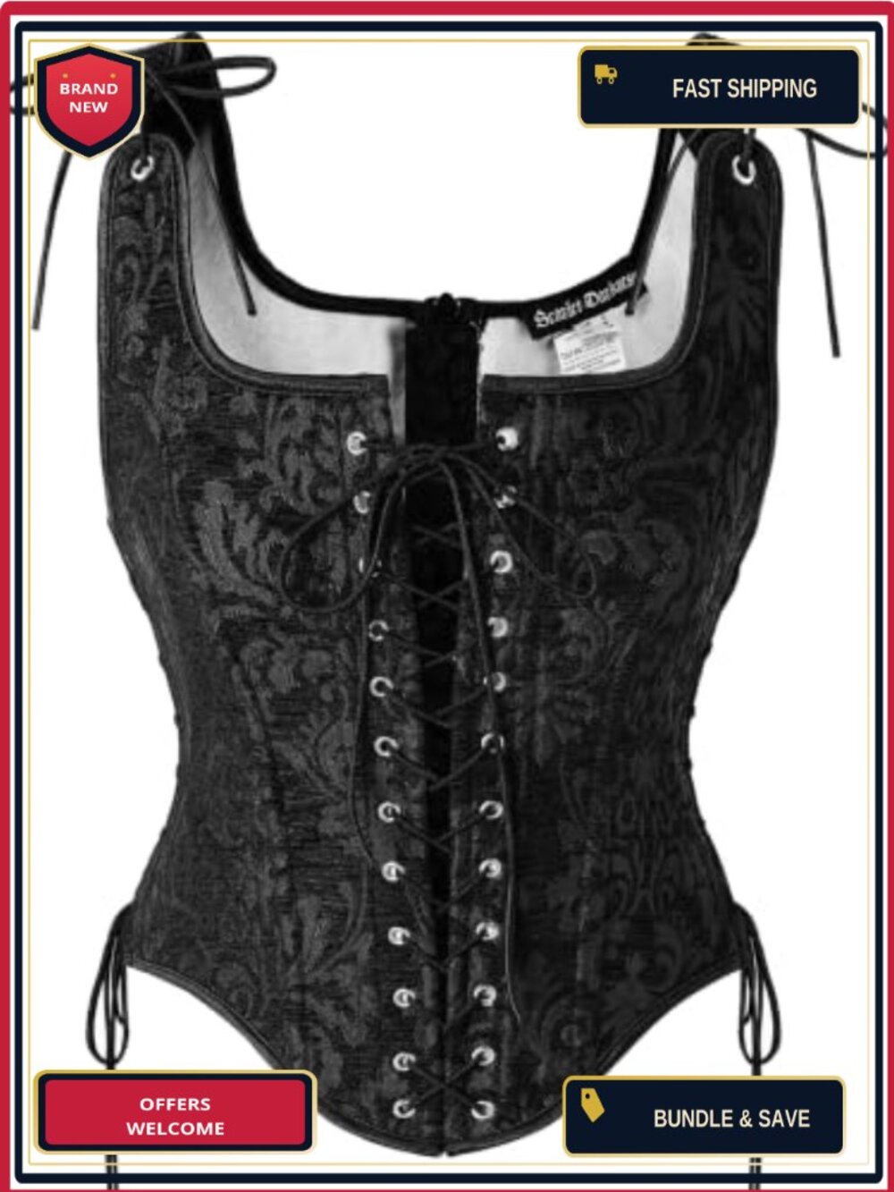 Women's Corset Top Renaissance Pirate Costume Boned Bustier Lace Up